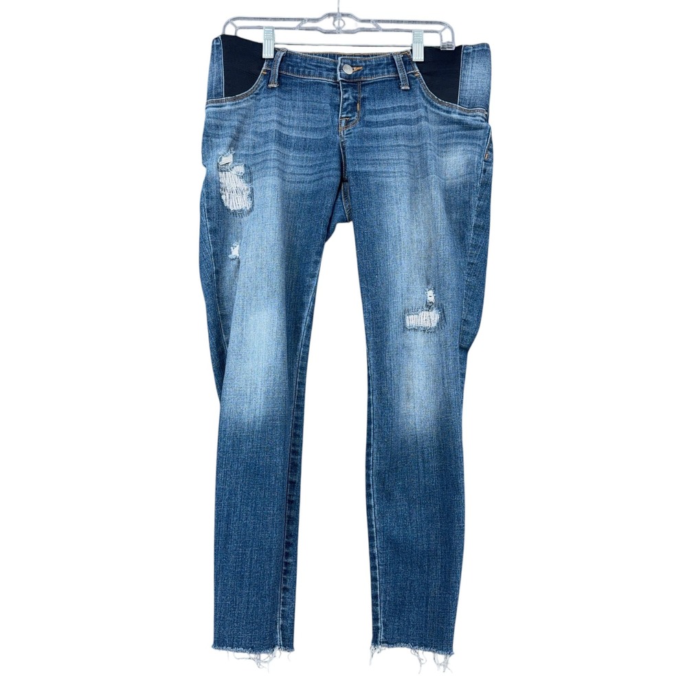 Isabel Maternity by Ingrid & Isabel Blue Denim Distressed Ripped Jeans Size‎ 6